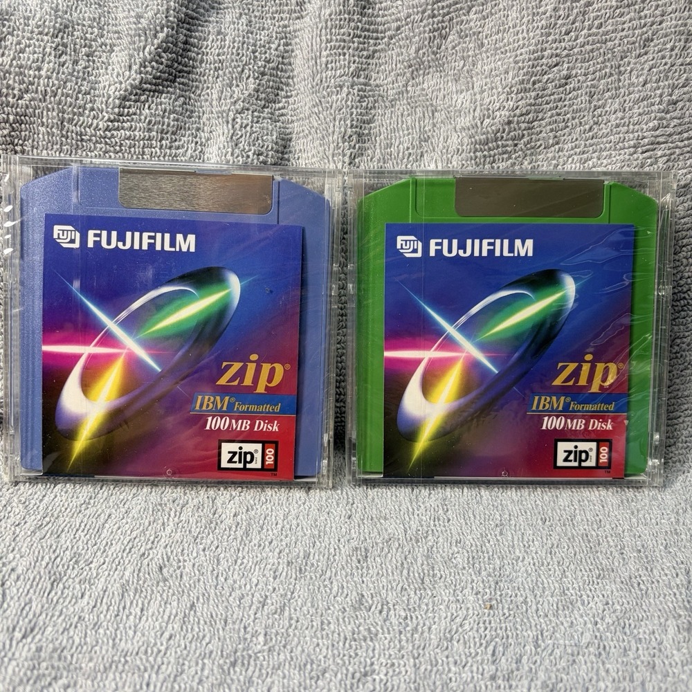 Lot of 2 - FujiFilm 100 MB IBM Formatted Disk Zip Drive Fuji Film - NEW SEALED